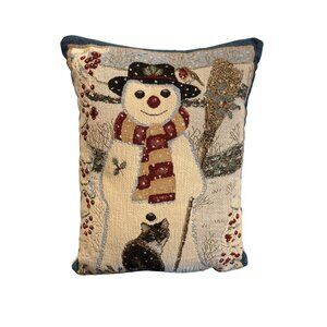Vintage Holiday Winter Tapestry throw pillow - Ann Mortimer